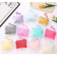 Solid Color Square Mini Plush Coin Purse Student Earphone Case Storage Pouch Hanging Keyring Backpack Accessory Card Holder