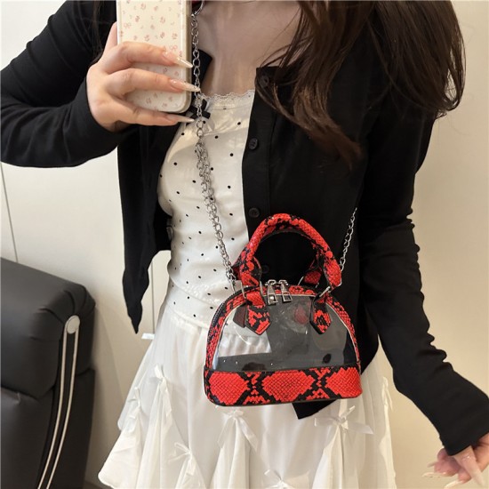 Wholesale snake-patterned hand-held shell bags, women's bags, 2025 summer new transparent single-shoulder bags, chain crossbody bags, the same as the popular ones Wholesale snake-patterned hand-held shell bags, women's bags, 2025 summer new transparent single-shoulder bags, chain crossbody bags, the same as the popular ones