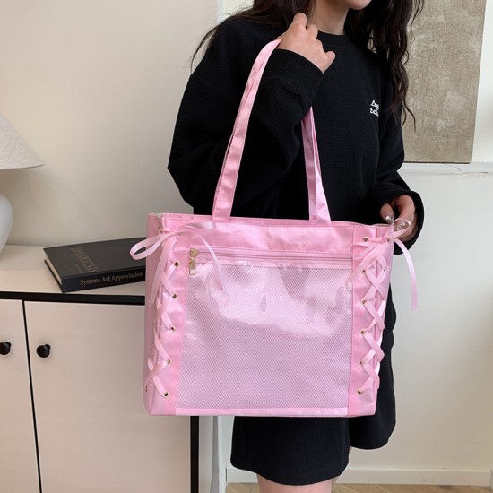 Wholesale fashionable bow tie hand-held tote bags, women's bags, 2025 summer new large-capacity single-shoulder bags, commuter underarm bags Wholesale fashionable bow tie hand-held tote bags, women's bags, 2025 summer new large-capacity single-shoulder bags, commuter underarm bags