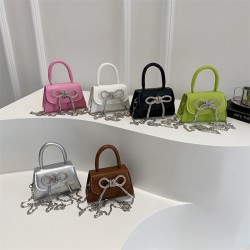 Wholesale of ins French light luxury hand-held small square bags for women in Spring 2025, new bow single-shoulder bags and chain crossbody bags