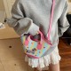 Vegetable basket bags, women's bags, 2025 summer new style patchwork color-blocking handbags, cute water bucket mother and child bags, tote bags Vegetable basket bags, women's bags, 2025 summer new style patchwork color-blocking handbags, cute water bucket mother and child bags, tote bags