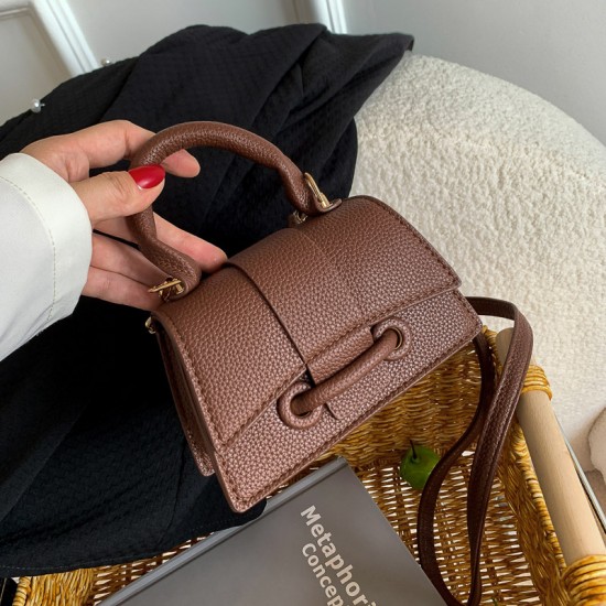 Korean-style fashionable and simple handbag 2023 Autumn and winter new commuting chic single-shoulder crossbody bag solid color PU small square bag