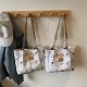 Large-capacity women's bags, 2025 summer new high-end style canvas printed tote bags, commuter single-shoulder handbags