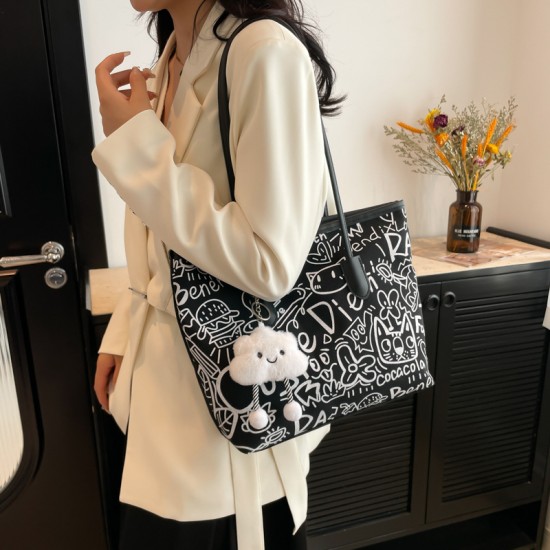 Niche design graffiti hand-held tote bag for women, new casual single-shoulder bag for autumn and winter 2024, large-capacity underarm bag Niche design graffiti hand-held tote bag for women, new casual single-shoulder bag for autumn and winter 2024, large-capacity underarm bag