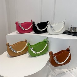 Korean-style niche design pearl handbag for women, new Summer 2024 fashion and trendy single-shoulder bag, versatile crossbody bag