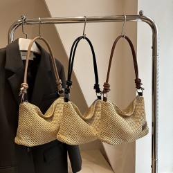 Wholesale simple and retro straw woven hand-held small square bags for women, 2025 summer new fashionable single-shoulder bags, versatile crossbody bags