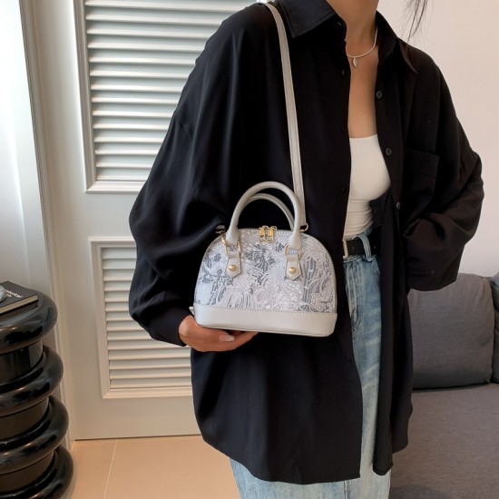 Trendy and fashionable patterned single-shoulder crossbody bags for women, 2023 Summer new simple hand-held shell bags
