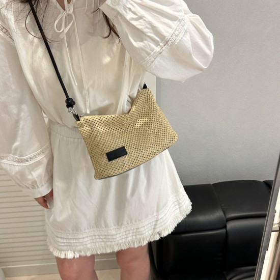 Wholesale simple and retro straw woven hand-held small square bags for women, 2025 summer new fashionable single-shoulder bags, versatile crossbody bags