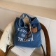 Casual and fashionable denim tote bag 2024 autumn/Winter new retro niche letter single-shoulder bag and simple underarm bag Casual and fashionable denim tote bag 2024 autumn/Winter new retro niche letter single-shoulder bag and simple underarm bag