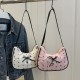 Wholesale niche design hand-held crescent-shaped women's bags, 2025 summer new bow single-shoulder bags, trendy and popular underarm bags Wholesale niche design hand-held crescent-shaped women's bags, 2025 summer new bow single-shoulder bags, trendy and popular underarm bags