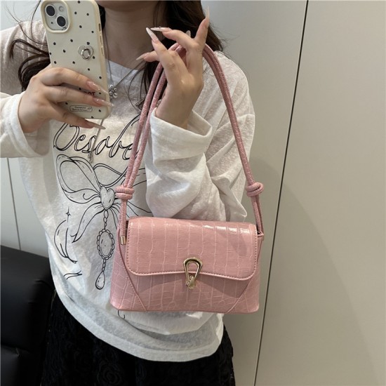 Wholesale fashionable lock button hand-held small square bags for women, 2025 summer new crocodile pattern single-shoulder bags, trendy crossbody bags Wholesale fashionable lock button hand-held small square bags for women, 2025 summer new crocodile pattern single-shoulder bags, trendy crossbody bags