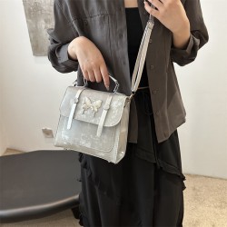 Korean-style light luxury small square bag for women, 2024 summer new butterfly lock button single-shoulder bag, multi-functional backpack, crossbody bag
