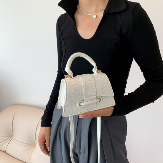 Korean-style fashionable and simple handbag 2023 Autumn and winter new commuting chic single-shoulder crossbody bag solid color PU small square bag