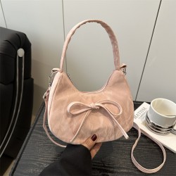 Wholesale fashionable bow bow hand-held crescent moon bags for women, 2025 spring new styles of light luxury and stylish single-shoulder bags, trendy crossbody bags