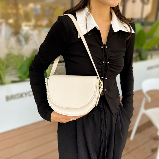 Cross-border texture popular solid color multi-layer large-capacity saddle bag for women's 2023 autumn new single-shoulder crossbody bag Cross-border texture popular solid color multi-layer large-capacity saddle bag for women's 2023 autumn new single-shoulder crossbody bag