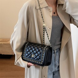 French retro checkered small square bag for women, 2024 Summer new light luxury versatile single-shoulder bag, commuting crossbody bag, chain bag