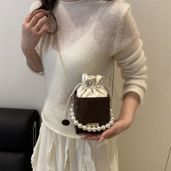 Wholesale popular niche pearl hand-held bucket bags for women, new spring 2025 light luxury single-shoulder bags and casual crossbody bags Wholesale popular niche pearl hand-held bucket bags for women, new spring 2025 light luxury single-shoulder bags and casual crossbody bags