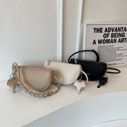 The 2023 summer new solid-color PU French niche single-shoulder bag with a fashionable and high-end feel for women is a stylish saddle bag