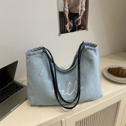 Wholesale Japanese Harajume-style hand-held tote bags for women in summer 2025, new embroidered letter single-shoulder bags and trendy underarm bags