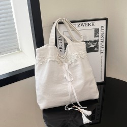 Wholesale sweet style hand-held tote bags for women, 2025 summer new fashionable lace single-shoulder bags, large-capacity underarm bags