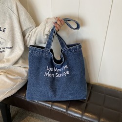Retro and stylish denim bags, women's bags, 2024 autumn and winter new styles, large-capacity tote bags, student trend single-shoulder bags for going out