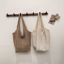 Wholesale fashionable knitted tote bags, women's bags, 2025 summer new large-capacity single-shoulder bags, and trendy underarm bags