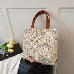 Wholesale fashionable straw-woven small square women's bags, 2025 spring new collection of color-blocking light luxury handbags, trendy and trendy beach bags