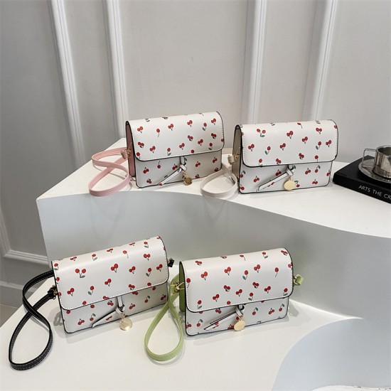 Wholesale fresh and light cherry small square women's bags, 2025 summer new style color-blocking light luxury single-shoulder bags, high-end crossbody bags Wholesale fresh and light cherry small square women's bags, 2025 summer new style color-blocking light luxury single-shoulder bags, high-end crossbody bags