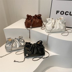 Wholesale high-end large-capacity bucket bags for women in spring, versatile and trendy chain single-shoulder crossbody bags