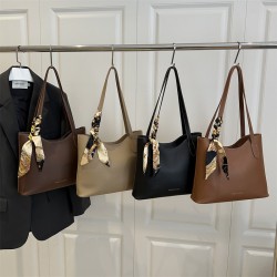 Wholesale silk scarves, bow tie hand-held tote bags, women's bags, 2025 summer new large-capacity single-shoulder bags, commuter underarm bags