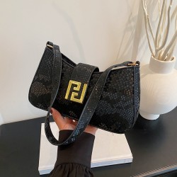 Wholesale fashionable and high-quality hand-held small handbags for women, 2025 summer new snake-patterned single-shoulder bags, and retro commuter underarm bags