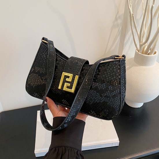 Wholesale fashionable and high-quality hand-held small handbags for women, 2025 summer new snake-patterned single-shoulder bags, and retro commuter underarm bags Wholesale fashionable and high-quality hand-held small handbags for women, 2025 summer new snake-patterned single-shoulder bags, and retro commuter underarm bags