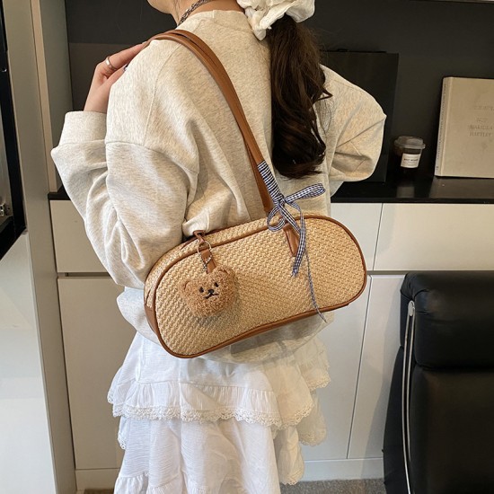Wholesale fashionable woven hand-held pillow bags, women's bags, 2025 spring new collection, color-blocking single-shoulder bags, and high-quality underarm bags Wholesale fashionable woven hand-held pillow bags, women's bags, 2025 spring new collection, color-blocking single-shoulder bags, and high-quality underarm bags