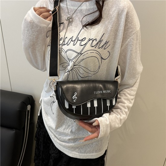 Wholesale niche piano key semi-round women's bags, 2025 summer new light luxury single-shoulder bags, fashionable wide shoulder strap crossbody bags Wholesale niche piano key semi-round women's bags, 2025 summer new light luxury single-shoulder bags, fashionable wide shoulder strap crossbody bags
