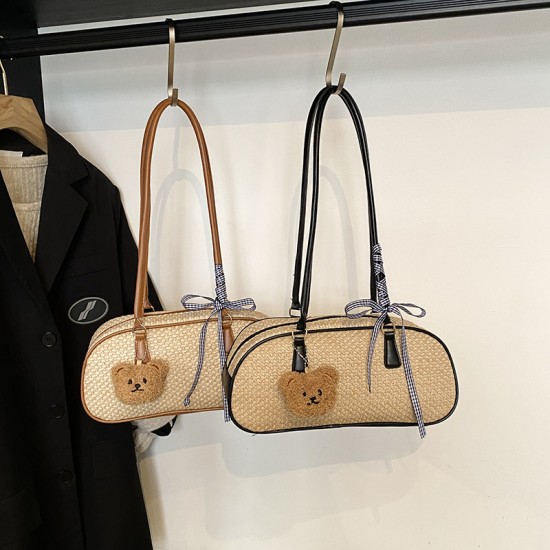 Wholesale fashionable woven hand-held pillow bags, women's bags, 2025 spring new collection, color-blocking single-shoulder bags, and high-quality underarm bags Wholesale fashionable woven hand-held pillow bags, women's bags, 2025 spring new collection, color-blocking single-shoulder bags, and high-quality underarm bags
