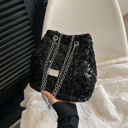 Cross-border popular women's bags 2023 new summer sequined chain bucket bags, niche quality single-shoulder crossbody bags