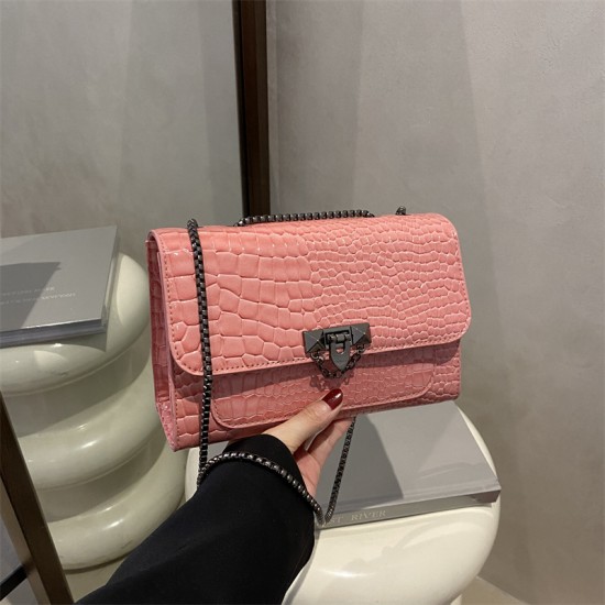 Wholesale Korean version crocodile pattern small square women's bags, 2025 summer new style personalized chain single-shoulder bags, high-end crossbody bags Wholesale Korean version crocodile pattern small square women's bags, 2025 summer new style personalized chain single-shoulder bags, high-end crossbody bags