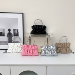 The new candy-colored pleated small square bag for women in the autumn of 2023 is a fashionable and fresh water diamond bag. It's a stylish single-shoulder crossbody bag