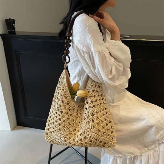 Wholesale French simple casual hand-held small handbags, women's bags, 2025 summer new woven single-shoulder bags, and casual underarm bags Wholesale French simple casual hand-held small handbags, women's bags, 2025 summer new woven single-shoulder bags, and casual underarm bags