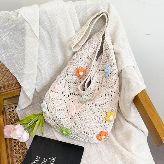 Wholesale sweet style hand-held tote bags for women in summer 2025, new hollowed-out flower single-shoulder bags, trendy underarm bags Wholesale sweet style hand-held tote bags for women in summer 2025, new hollowed-out flower single-shoulder bags, trendy underarm bags
