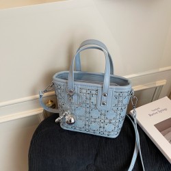 Wholesale niche light luxury diamond-encrusted hand-held bucket bags for women, 2025 summer new color-blocking single-shoulder bags, versatile crossbody bags