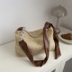 Large-capacity women's bags, 2024 summer new styles, fashionable and simple, color-blocking straw woven bucket bags, handbags, and single-shoulder bags