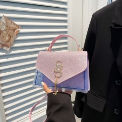 Wholesale sweet and stylish Su-style hand-held small square women's bags, 2025 summer new color-blocking transparent single-shoulder bags, trendy crossbody bags