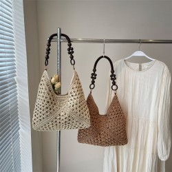 Wholesale French simple casual hand-held small handbags, women's bags, 2025 summer new woven single-shoulder bags, and casual underarm bags