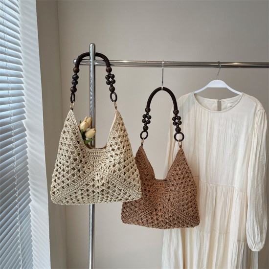 Wholesale French simple casual hand-held small handbags, women's bags, 2025 summer new woven single-shoulder bags, and casual underarm bags Wholesale French simple casual hand-held small handbags, women's bags, 2025 summer new woven single-shoulder bags, and casual underarm bags