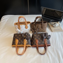 Wholesale retro and simple hand-held bucket bags, women's bags, 2025 summer new Korean version color-matching single-shoulder bags, commuter crossbody bags