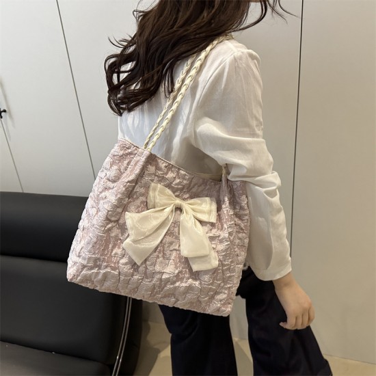 Wholesale beautiful bow tie hand-held tote bags for women, 2025 summer new large-capacity single-shoulder bags for commuting underarm bags Wholesale beautiful bow tie hand-held tote bags for women, 2025 summer new large-capacity single-shoulder bags for commuting underarm bags