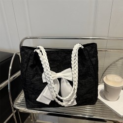 Wholesale beautiful bow tie hand-held tote bags for women, 2025 summer new large-capacity single-shoulder bags for commuting underarm bags