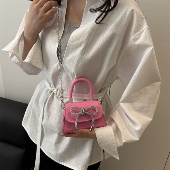 Wholesale of ins French light luxury hand-held small square bags for women in Spring 2025, new bow single-shoulder bags and chain crossbody bags