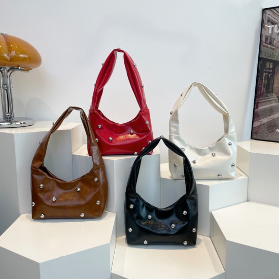 Wholesale of niche design rivet hand-held small handbags for women in Spring 2025, versatile single-shoulder bags for commuting and underarm bags Wholesale of niche design rivet hand-held small handbags for women in Spring 2025, versatile single-shoulder bags for commuting and underarm bags